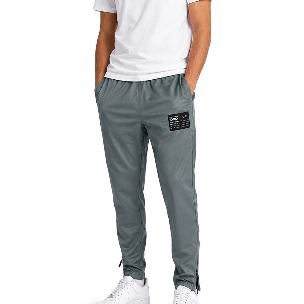 Yubikwete Gray Green Lightweight Jogger Pants Checker Zip Ankle Men’s Medium